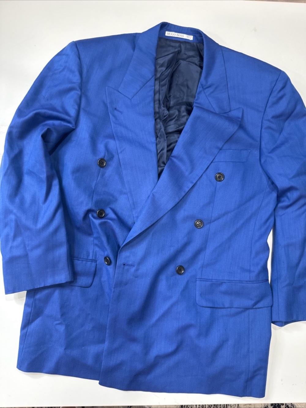 Hugo Boss Blazer Jacket Mens 38R Blue Solid  100 Wool/silk A060426